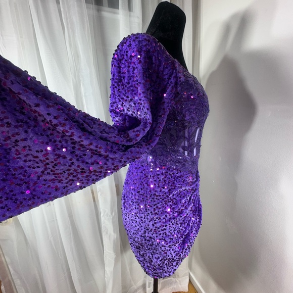Glamorous Purple Long Sleeve Dress - Picture 11 of 14